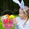Easter Buckets, 3 Packs Clear Plastic Kids Easter Baskets with Handles, Empty Plastic Easter Pails for Easter Egg Hunt Party Favors, Green, Blue, Pink